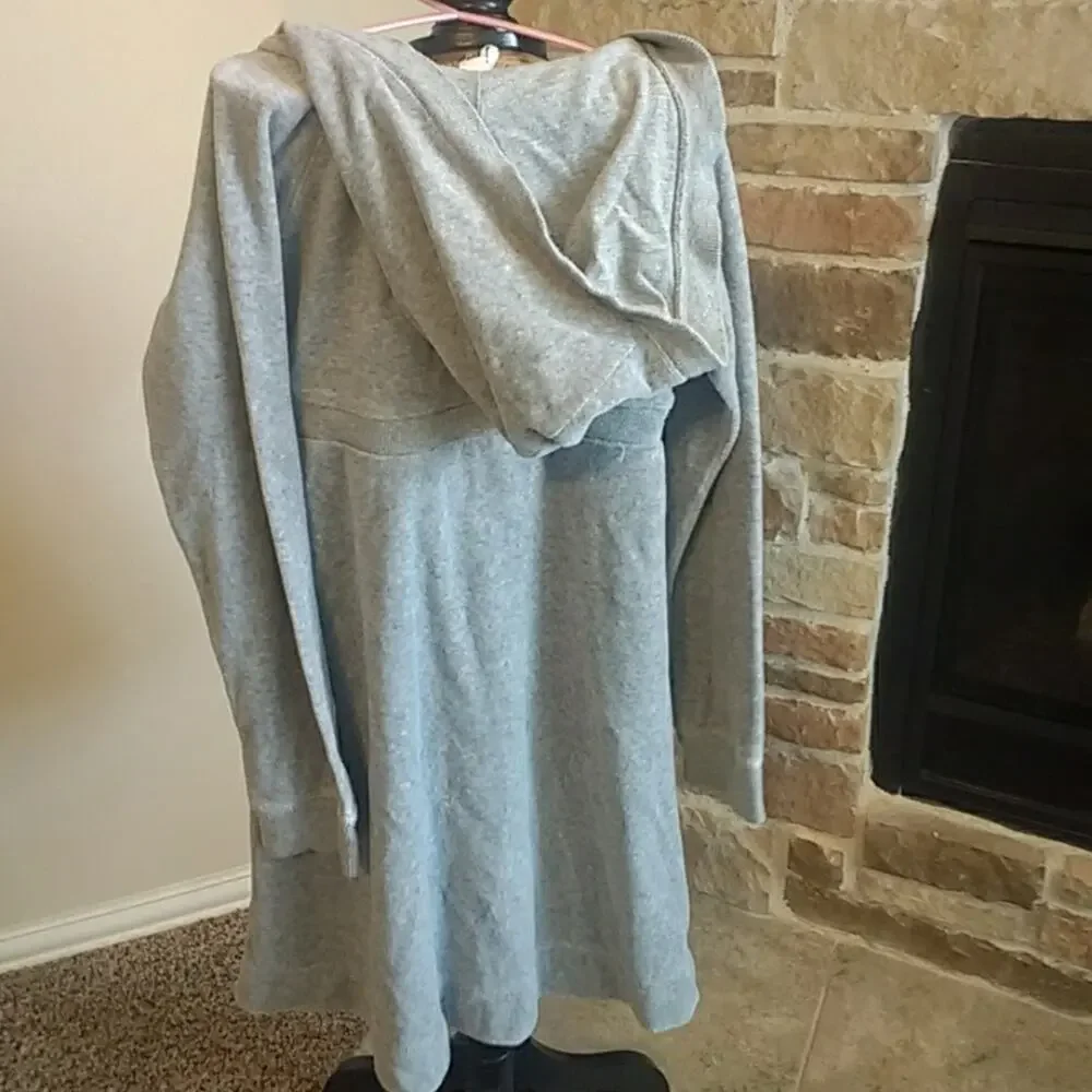 Gap Gray Velour Hoodie Long Sleeve Dress sz 8